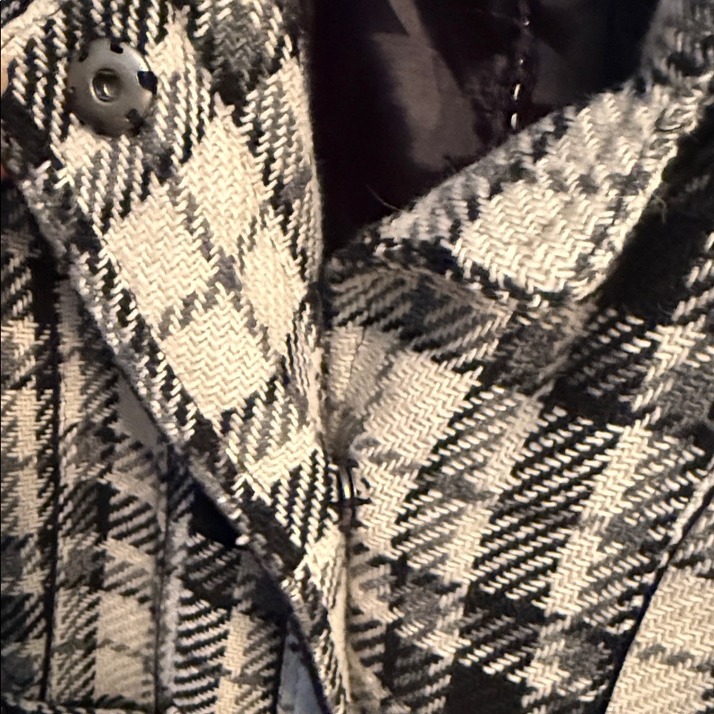Paris Blues Black and White Plaid Trench Coat - Picture 4 of 7